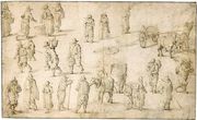 Sheet Of Studies Of Peasants, Horses And Carts Reproduction