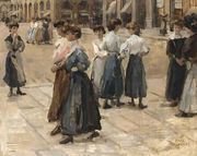 Midinettes On The Place Vendome, Paris Reproduction