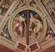 Allegorical frescos (Political virtues) from the Palazzo Pubblico in Siena scene Carundas of Tiro and Celius Praetor Reproduction