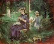 Woman and Child in a Garden 1884 Reproduction