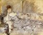 Young Woman In Grey Reclining Reproduction