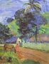 Horse On Road Tahitian Landscape Reproduction