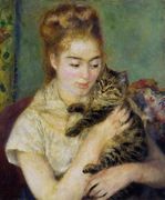 Woman With A Cat Reproduction