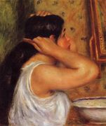 La Toilette Woman Combing Her Hair Reproduction