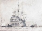 H.M.S. Prince - First-rate, Portsmouth Harbour, 10th June 1828 Reproduction