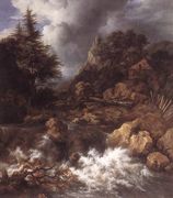 Waterfall in a Mountainous Northern Landscape 1665 Reproduction