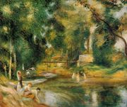 Essoyes Landscape Washerwoman And Bathers Reproduction