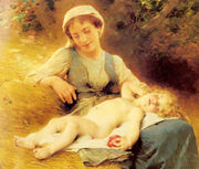 A Mother With Her Sleeping Child Reproduction