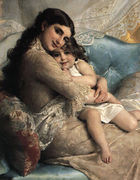 Portrait Of A Mother And Daughter Reproduction