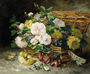 Roses in a basket Reproduction