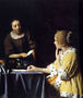 Lady with Her Maidservant Holding a Letter Reproduction