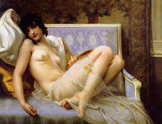 Jeune femme denudÃ©e sur canape (Young woman naked on a settee) Reproduction