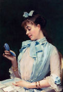 Portrait Of Aline Mason In Blue Reproduction