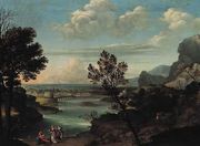 An extensive river landscape with the Finding of Moses Reproduction