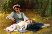 Jeune mere et enfant endormie (Young mother and sleeping child) Reproduction