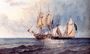 A Man-O-War And Pirate Ship At Full Sail On Open Seas Reproduction