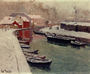 A Snowy Harbor View Reproduction