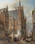 Bustling city life around the Vleeshal, Antwerp Reproduction