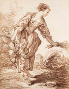 A Shepherdess picking Flowers Reproduction