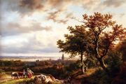 A Panoramic Rhenish Landscape With Peasants Conversing On A Track In The Morning Sun Reproduction