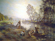 Figures by a Country Stream Reproduction