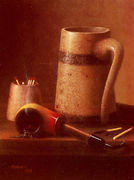 Still Life, Pipe And Mug Reproduction