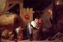 An Interior Scene With A Young Woman Scrubbing Pots While An Old Man Makes Advances Reproduction