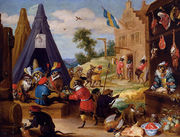 A Festival Of Monkeys (or Monkeys Dressed As Soldiers In An Encampment Near A Town) Reproduction