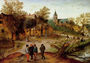 A Village Landscape With Farmers Reproduction