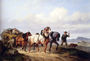 Horses Pulling A Hay Wagon In A Landscape Reproduction