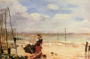 Femme sur la Plage Reproduction