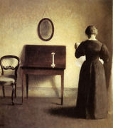 A Lady Reading In An Interior Reproduction