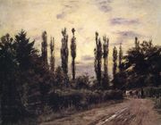 Evening, Poplars and Roadway near Schleissheim Reproduction