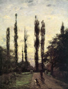 Evening, Poplars Reproduction