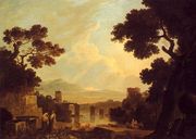 A Capriccio Landscape With The Temple Of The Sibyl At Tivoli And The Broken Bridge At Narni Reproduction