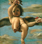 A Cherub Carrying Flowers (2) Reproduction