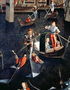 Gondoliers on the Grand Canal, detail from The Miracle of the Relic of the True Cross on the Rialto Bridge, 1494 Reproduction