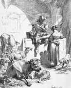 Shepherd at the Well with the Spinning Girl Reproduction