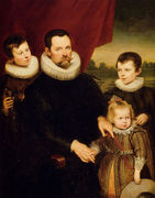 Portrait Of A Nobleman And Three Children Reproduction