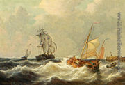 Sailing Vessels In Choppy Waters Reproduction