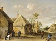 Peasants Bowling in a Village Street c. 1650 Reproduction