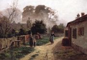 Village Scene 1885 Reproduction