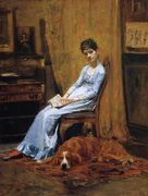 The Artist's Wife and his Setter Dog (Susan Macdowell Eakins) Reproduction