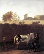 Italian Landscape with Herdsman and a Piebald Horse c. 1675 Reproduction