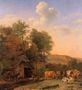 A Landscape with Cows, Sheep, and Horses by a Barn 1651 Reproduction