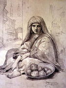 Algerian Girl Selling Pomegranates Reproduction