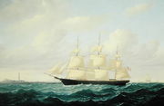 'Dashing Wave' clipper ship off Boston Light, 1855 Reproduction