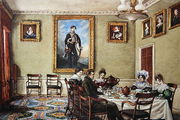 Dining room at Langton Hall, family at breakfast, c.1832-33 Reproduction