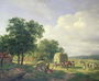 Wooded landscape with haymakers Reproduction