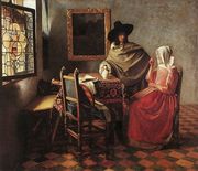 A Lady Drinking and a Gentleman c. 1658 Reproduction